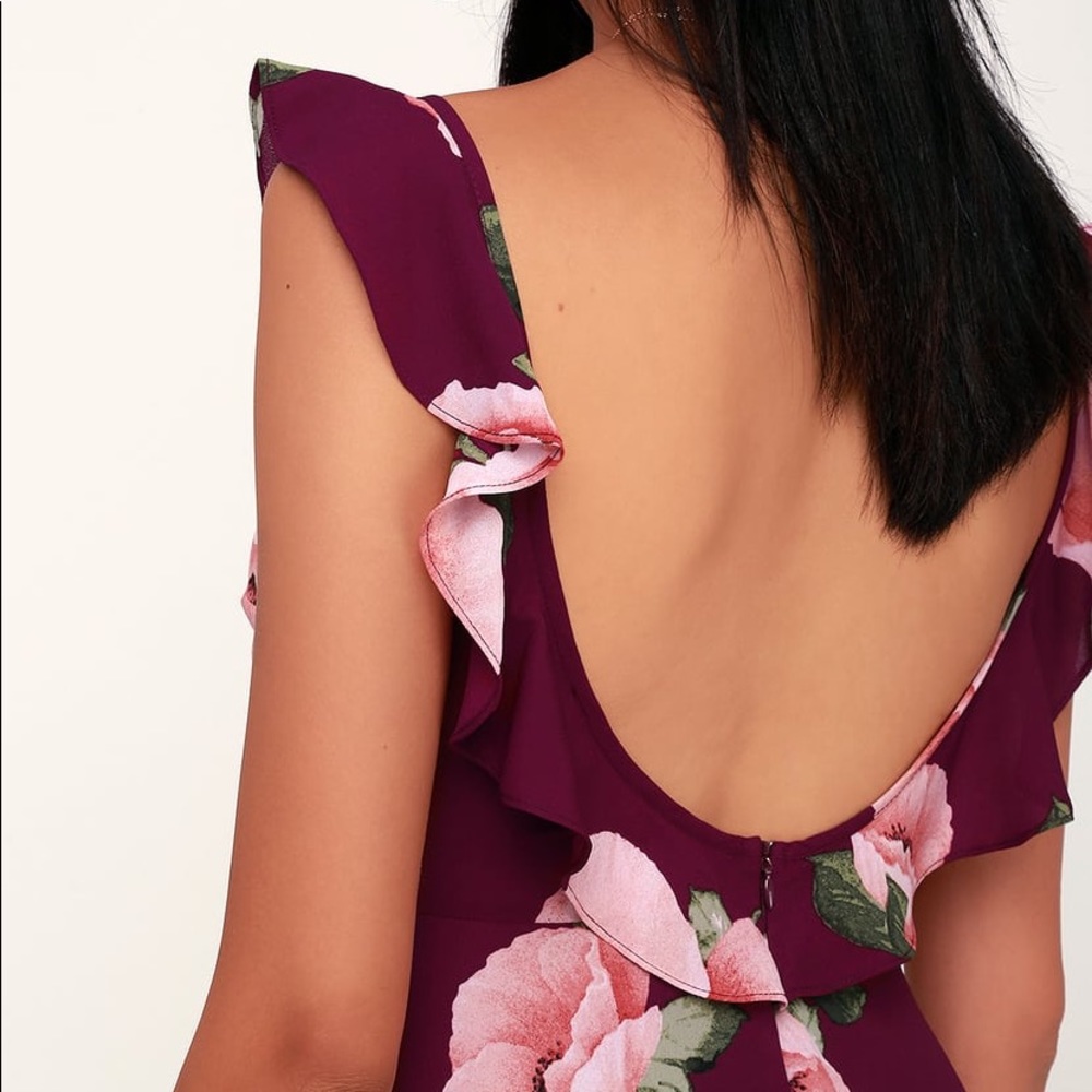 NWOT Lulus Floral Print Backless Skater Dress, M